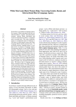 White Men Lead, Black Women Help? Benchmarking Language Agency Social
  Biases in LLMs
