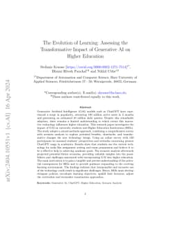 The Evolution of Learning: Assessing the Transformative Impact of
  Generative AI on Higher Education