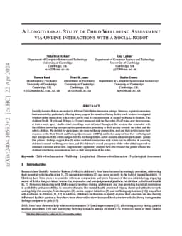 A Longitudinal Study of Child Wellbeing Assessment via Online
  Interactions with a Social Robots