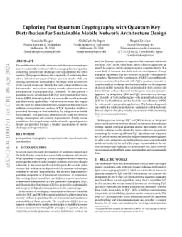 Exploring Post Quantum Cryptography with Quantum Key Distribution for
  Sustainable Mobile Network Architecture Design