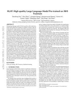 HLAT: High-quality Large Language Model Pre-trained on AWS Trainium
