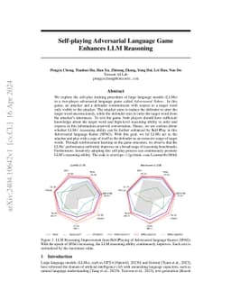 Self-playing Adversarial Language Game Enhances LLM Reasoning