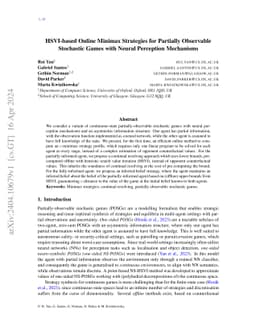 HSVI-based Online Minimax Strategies for Partially Observable Stochastic
  Games with Neural Perception Mechanisms