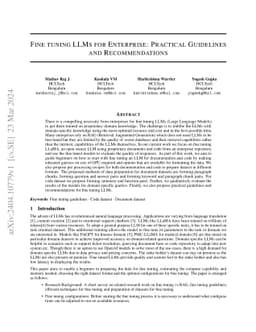 Fine Tuning LLM for Enterprise: Practical Guidelines and Recommendations
