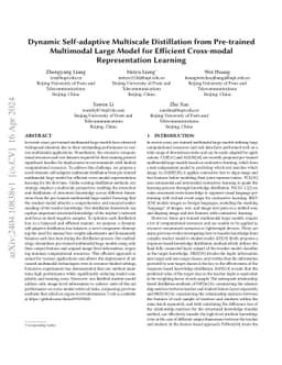Dynamic Self-adaptive Multiscale Distillation from Pre-trained
  Multimodal Large Model for Efficient Cross-modal Representation Learning