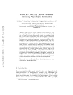 CrossGP: Cross-Day Glucose Prediction Excluding Physiological
  Information