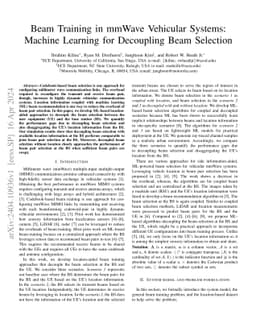 Beam Training in mmWave Vehicular Systems: Machine Learning for
  Decoupling Beam Selection