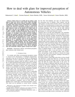 How to deal with glare for improved perception of Autonomous Vehicles