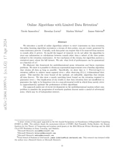 Online Algorithms with Limited Data Retention