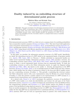 Duality induced by an embedding structure of determinantal point process