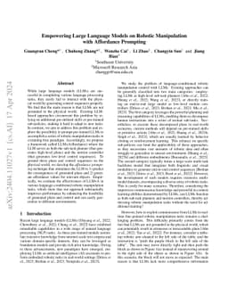 Empowering Large Language Models on Robotic Manipulation with Affordance
  Prompting