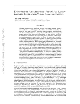 Lightweight Unsupervised Federated Learning with Pretrained Vision
  Language Model