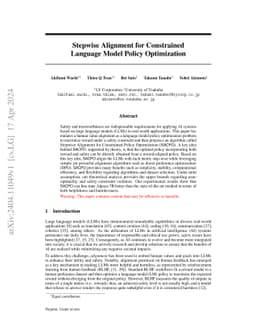 Stepwise Alignment for Constrained Language Model Policy Optimization