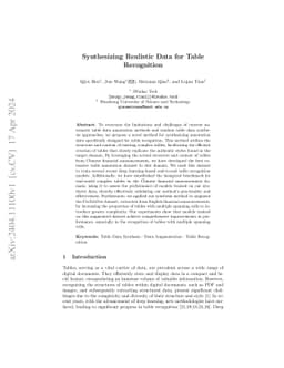 Synthesizing Realistic Data for Table Recognition