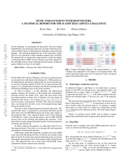 Music Enhancement with Deep Filters: A Technical Report for The ICASSP
  2024 Cadenza Challenge