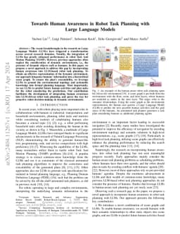 Towards Human Awareness in Robot Task Planning with Large Language
  Models