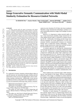Image Generative Semantic Communication with Multi-Modal Similarity
  Estimation for Resource-Limited Networks