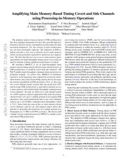 Amplifying Main Memory-Based Timing Covert and Side Channels using
  Processing-in-Memory Operations