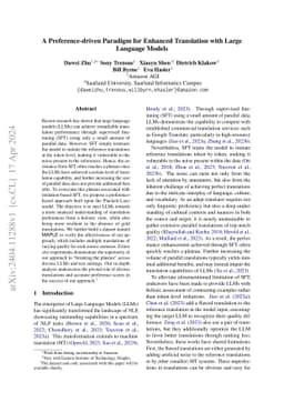 A Preference-driven Paradigm for Enhanced Translation with Large
  Language Models