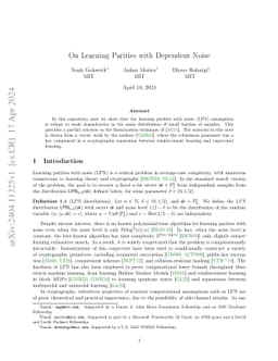 On Learning Parities with Dependent Noise