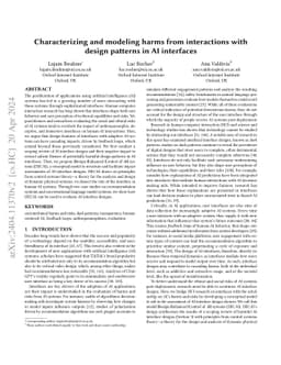 Characterizing and modeling harms from interactions with design patterns
  in AI interfaces