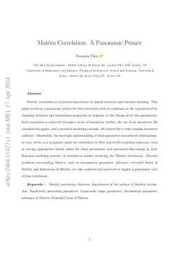 Matern Correlation: A Panoramic Primer