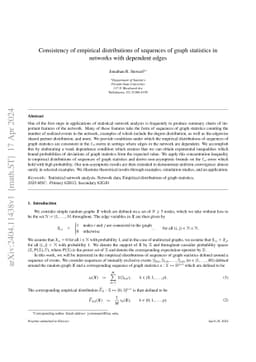 Consistency of empirical distributions of sequences of graph statistics
  in networks with dependent edges