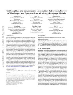 Unifying Bias and Unfairness in Information Retrieval: A Survey of
  Challenges and Opportunities with Large Language Models