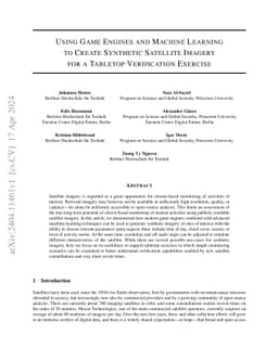 Using Game Engines and Machine Learning to Create Synthetic Satellite
  Imagery for a Tabletop Verification Exercise