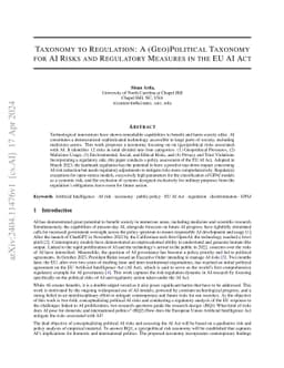 Taxonomy to Regulation: A (Geo)Political Taxonomy for AI Risks and
  Regulatory Measures in the EU AI Act