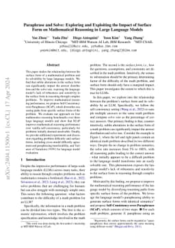 Paraphrase and Solve: Exploring and Exploiting the Impact of Surface
  Form on Mathematical Reasoning in Large Language Models