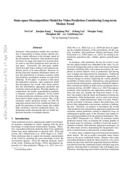 State-space Decomposition Model for Video Prediction Considering
  Long-term Motion Trend