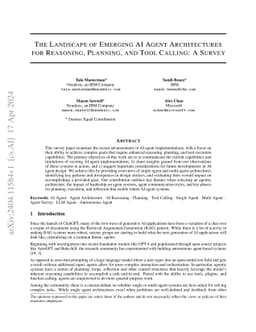 The Landscape of Emerging AI Agent Architectures for Reasoning,
  Planning, and Tool Calling: A Survey