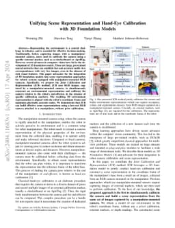 Unifying Scene Representation and Hand-Eye Calibration with 3D
  Foundation Models