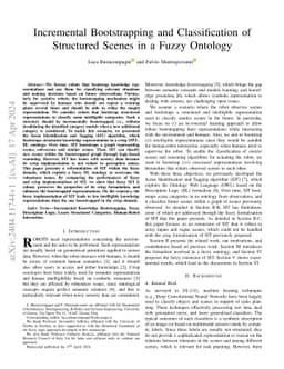 Incremental Bootstrapping and Classification of Structured Scenes in a
  Fuzzy Ontology