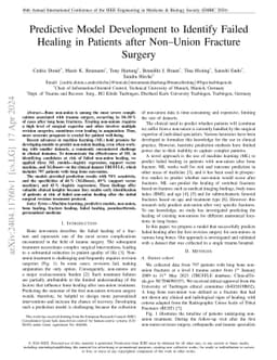 Predictive Model Development to Identify Failed Healing in Patients after Non-Union Fracture Surgery