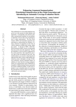 Enhancing Argument Summarization: Prioritizing Exhaustiveness in Key
  Point Generation and Introducing an Automatic Coverage Evaluation Metric