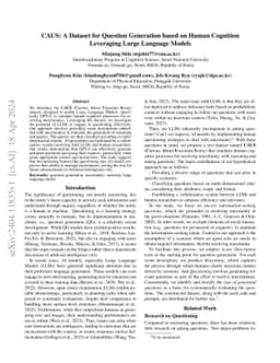 CAUS: A Dataset for Question Generation based on Human Cognition
  Leveraging Large Language Models