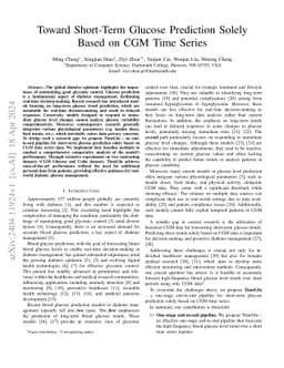 Toward Short-Term Glucose Prediction Solely Based on CGM Time Series