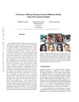 LD-Pruner: Efficient Pruning of Latent Diffusion Models using
  Task-Agnostic Insights