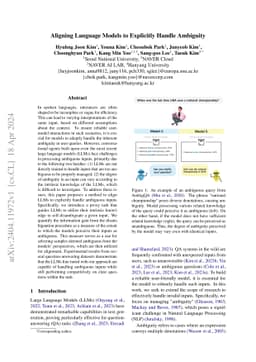 Aligning Language Models to Explicitly Handle Ambiguity