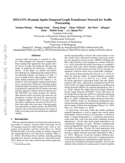 DST-GTN: Dynamic Spatio-Temporal Graph Transformer Network for Traffic
  Forecasting