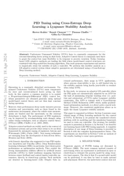 PID Tuning using Cross-Entropy Deep Learning: a Lyapunov Stability
  Analysis