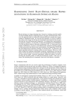 Harnessing Joint Rain-/Detail-aware Representations to Eliminate
  Intricate Rains