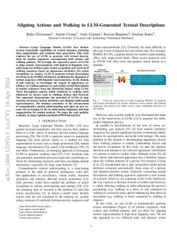 Aligning Actions and Walking to LLM-Generated Textual Descriptions