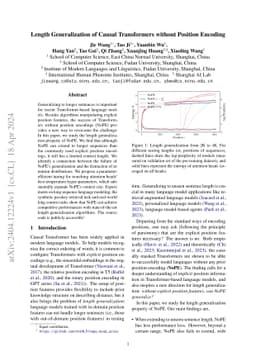 Length Generalization of Causal Transformers without Position Encoding