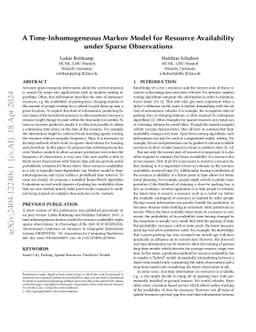 A Time-Inhomogeneous Markov Model for Resource Availability under Sparse
  Observations