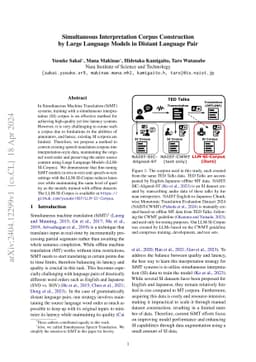 Simultaneous Interpretation Corpus Construction by Large Language Models
  in Distant Language Pair