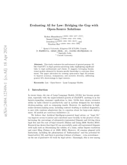 Evaluating AI for Law: Bridging the Gap with Open-Source Solutions