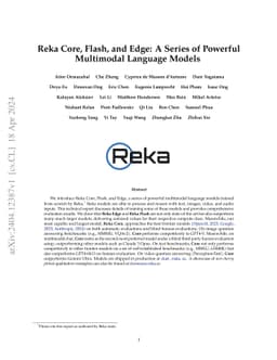 Reka Core, Flash, and Edge: A Series of Powerful Multimodal Language
  Models